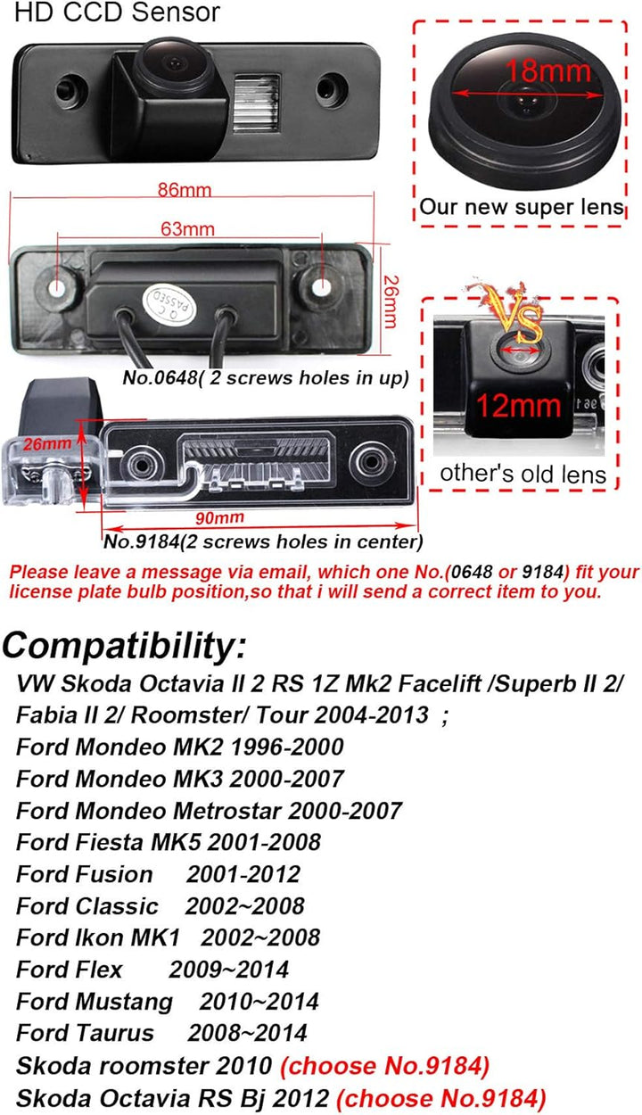 Navinio Auto Rückfahrkamera Einparkkamera Einparkhilfe Wasserdicht für Skoda Octavia RS 1Z MK2 Facel