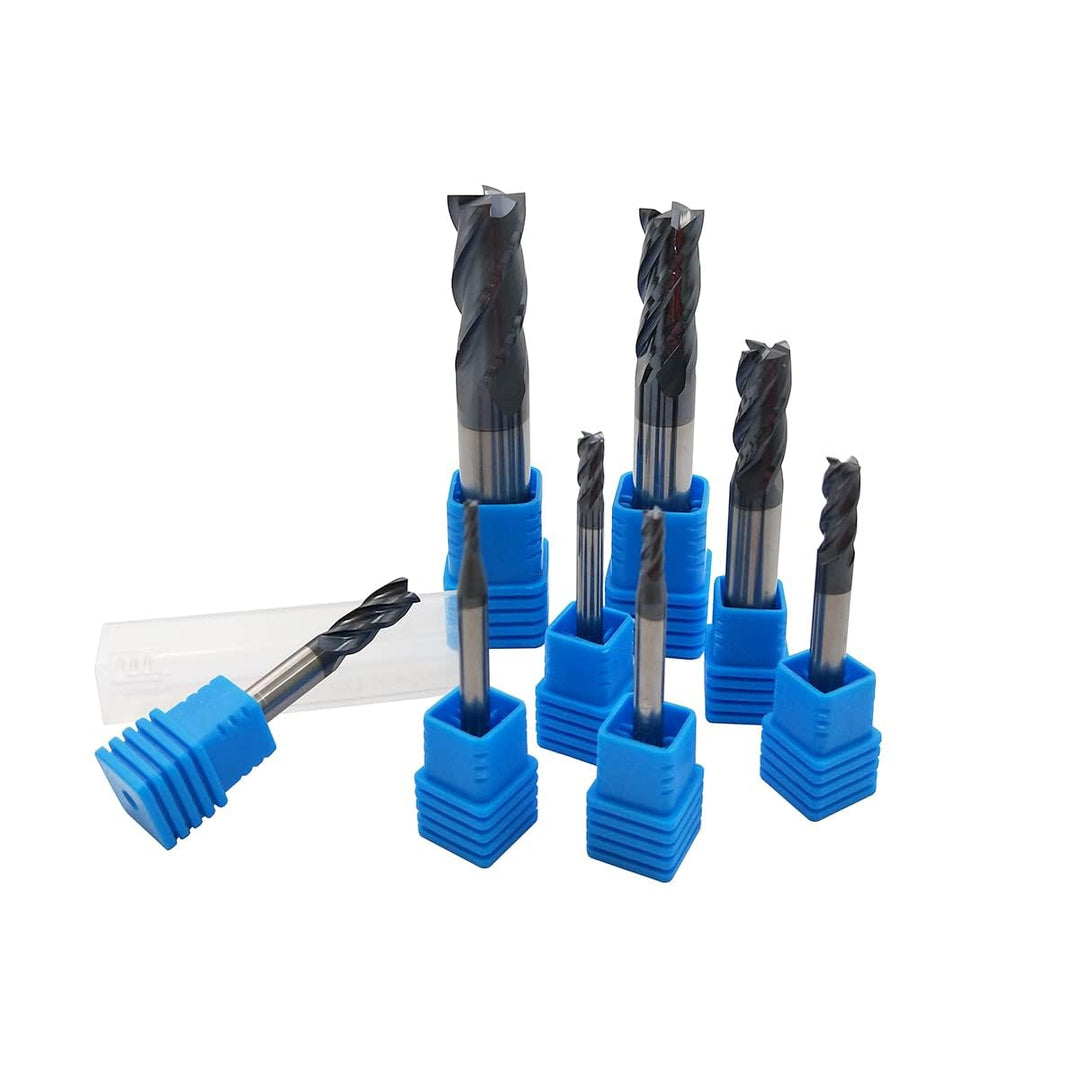 ASZLBYM 8 Stück 2–12 mm CNC-Vierkant-Schaftfräser, Hartmetall-Wolframstahl, 4-fach-Fräser, Fräser, D