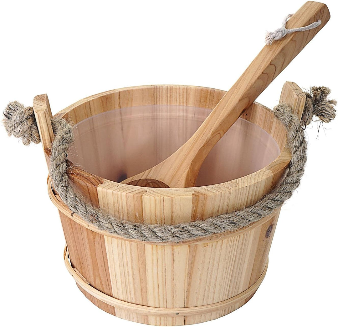 Mendler Saunakübel mit Einsatz HWC-B26, Saunazubehör Saunaeimer Saunakelle Aufguss, Kiefernholz 3,5