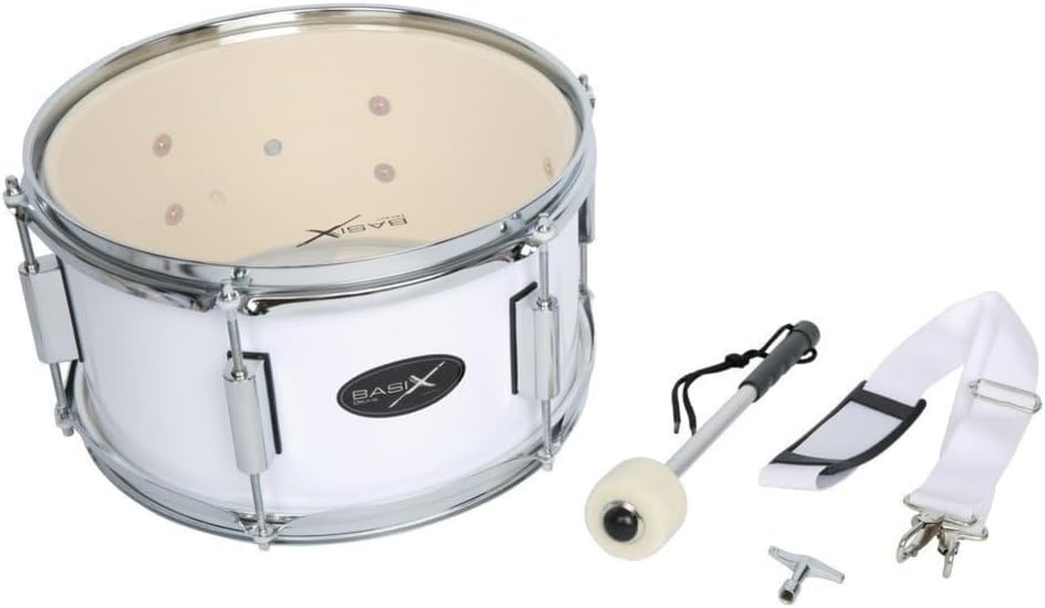 Gewa Basix Marching Drum, weiss, (12 Zoll) x (7 Zoll) Marching Drum weiss Single, Marching Drum weis