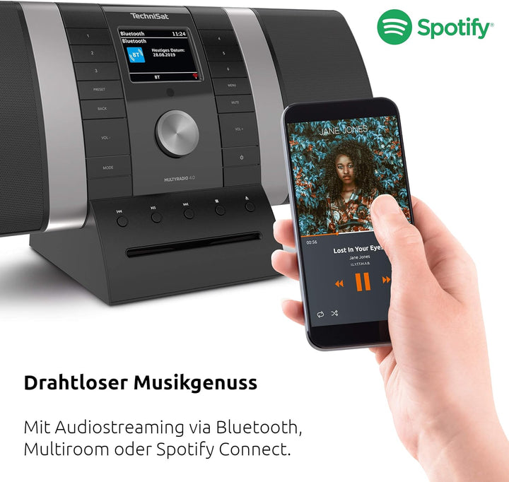 TechniSat MULTYRADIO 4.0 - Internetradio (WLAN Radio, DAB+, UKW, Spotify, Bluetooth, CD-Player, USB,