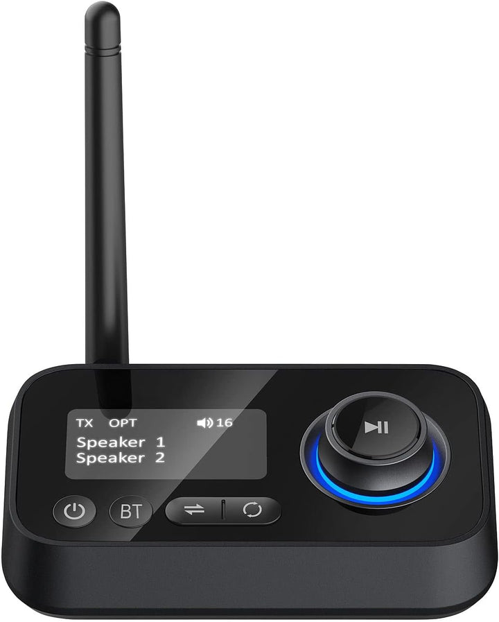 auvisio Transmitter, Bluetooth: 2in1-Audio-Sender und -Empfänger mit Bluetooth 5, TOSLINK, LED-Displ