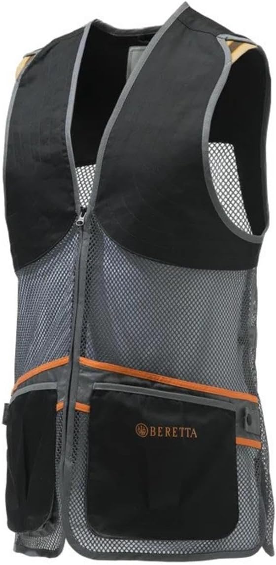 Beretta Schiessweste FULL MESH VEST Tontauben TRAP SKEET leichte Weste schwarz-grau, Grössen:M, M