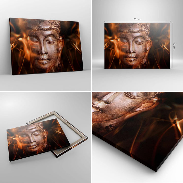 ARTTOR Bilder auf Leinwand Buddha Statue Geheimnis Leinwandbild 70x50cm Wandbilder Dekoration Wohnzi
