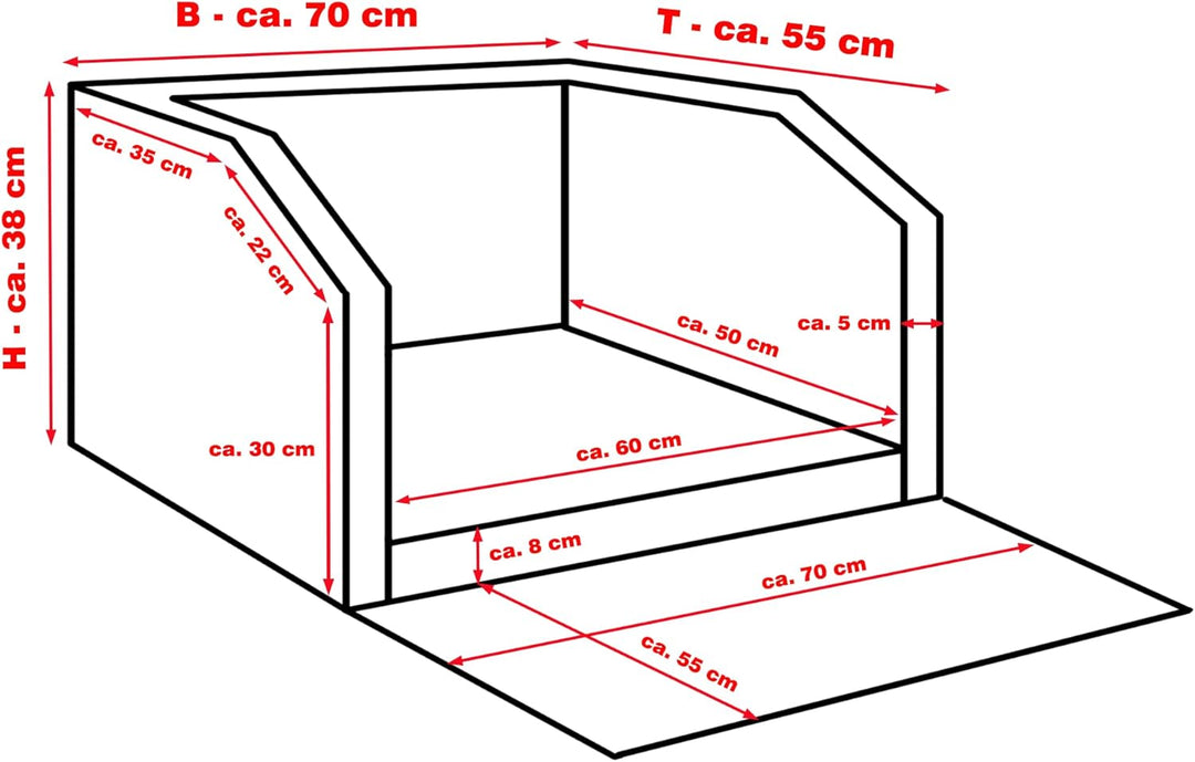 CopcoPet - Travel Bed Hundebett für Kofferraum Auto 70x55x38cm Kunstleder - Anschnallsystem Kofferra