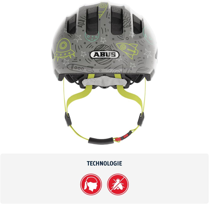 ABUS Kinderhelm Smiley 3.0 LED - Fahrradhelm mit Licht - tiefe Passform & Platz für einen Zopf - für