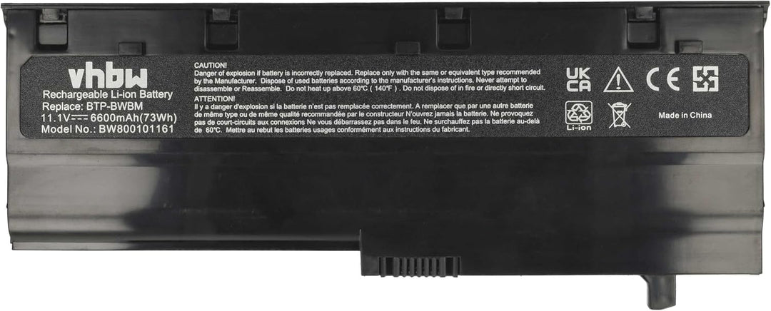 vhbw Akku kompatibel mit Medion Akoya MD96582, MD96640, MD96663 Notebook (6600mAh, 11,1V, Li-Ion)