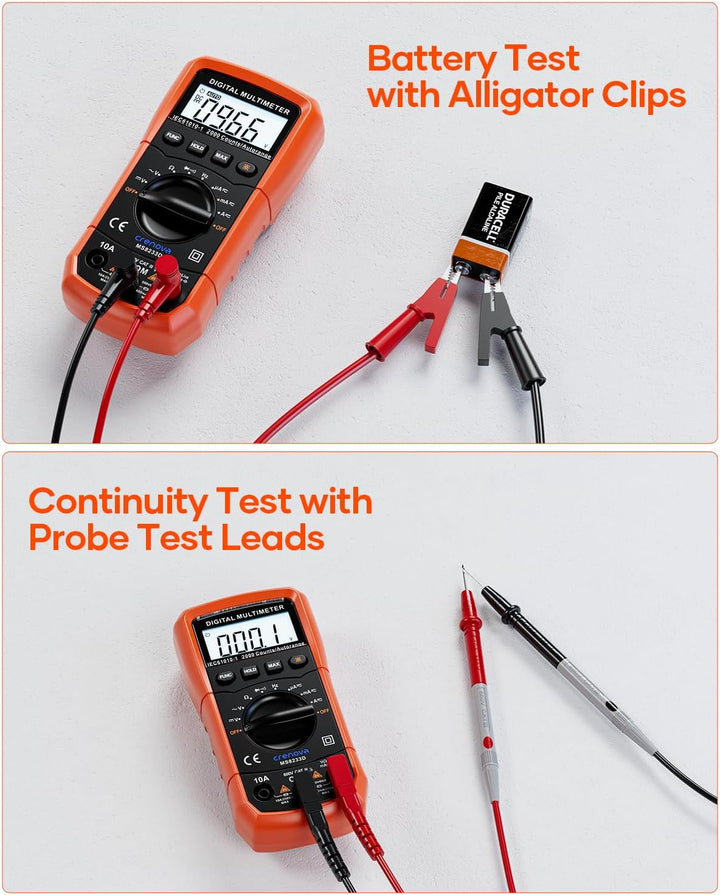 Crenova MS8233D Multimeter DC AC Voltmeter Ohm Volt Amp Tester für Spannung Strom Widerstand Kapazit