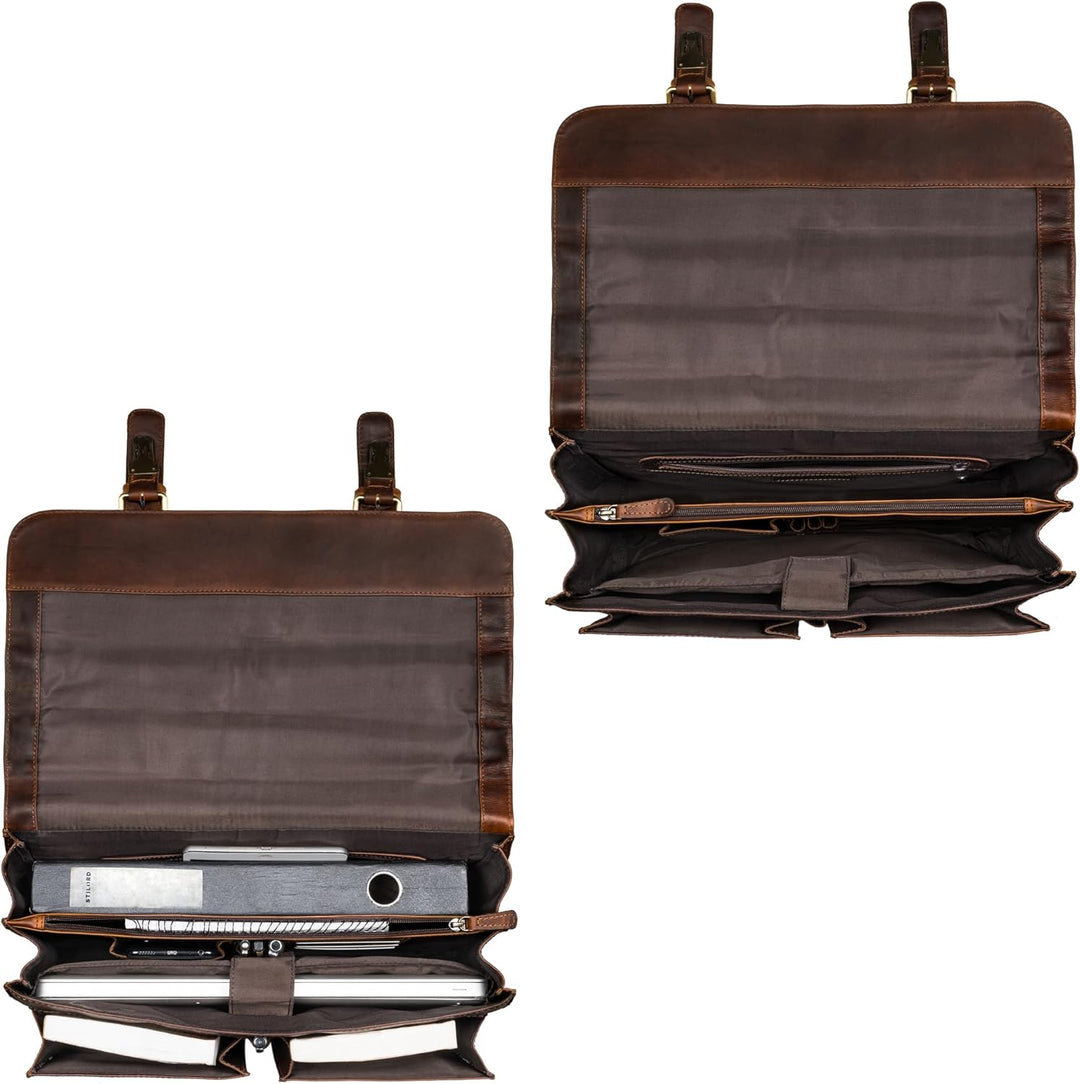 STILORD 'Ludger' Leder Laptop Tasche 15,6 Zoll für Damen und Herren Ordnertasche Echtleder Businesst