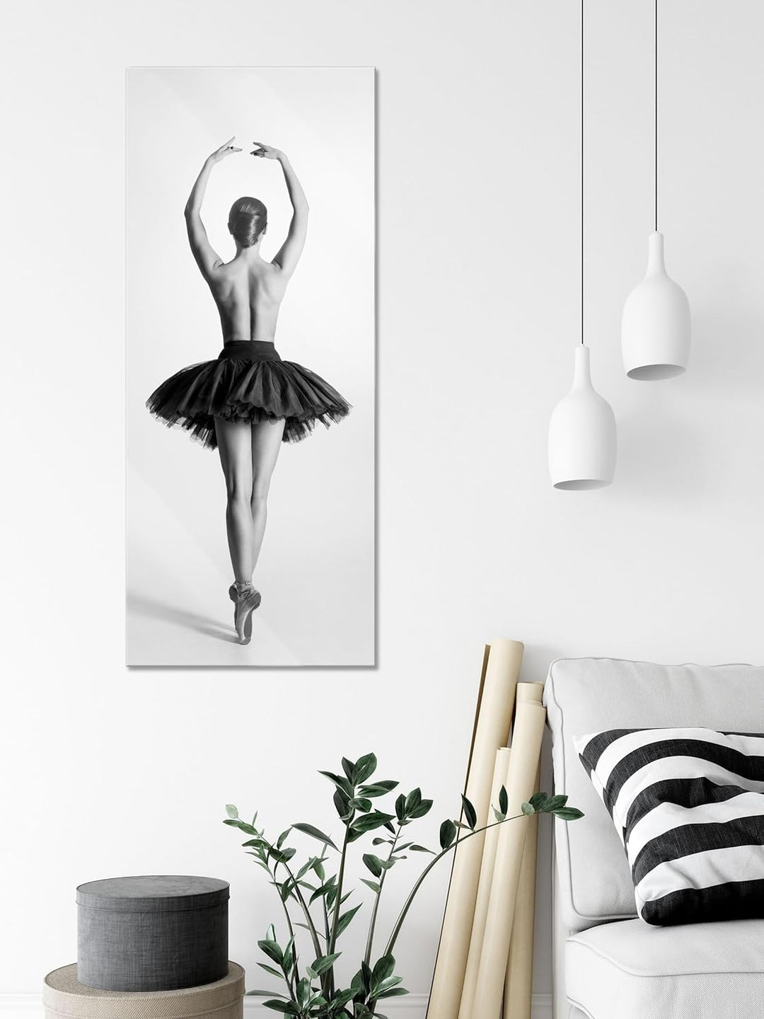 Glasbild Panorama | Wandbild aus Echtglas | sexy nackte Ballettpose | 100x40 cm | inkl. Aufhängung u