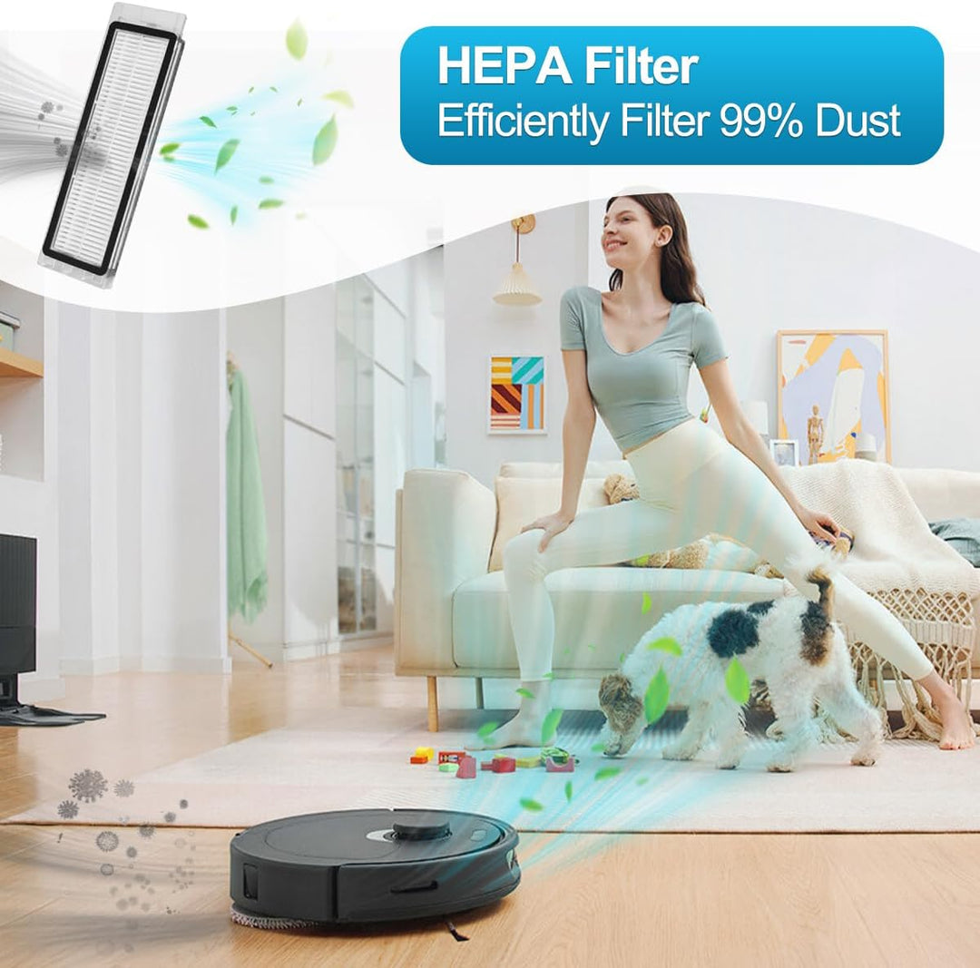 DrRobor Zubehörset für Roborock Q Revo, Ersatzteile Kit mit 2 Hauptbürste, 4 Wischpads, 4 Staubbeute