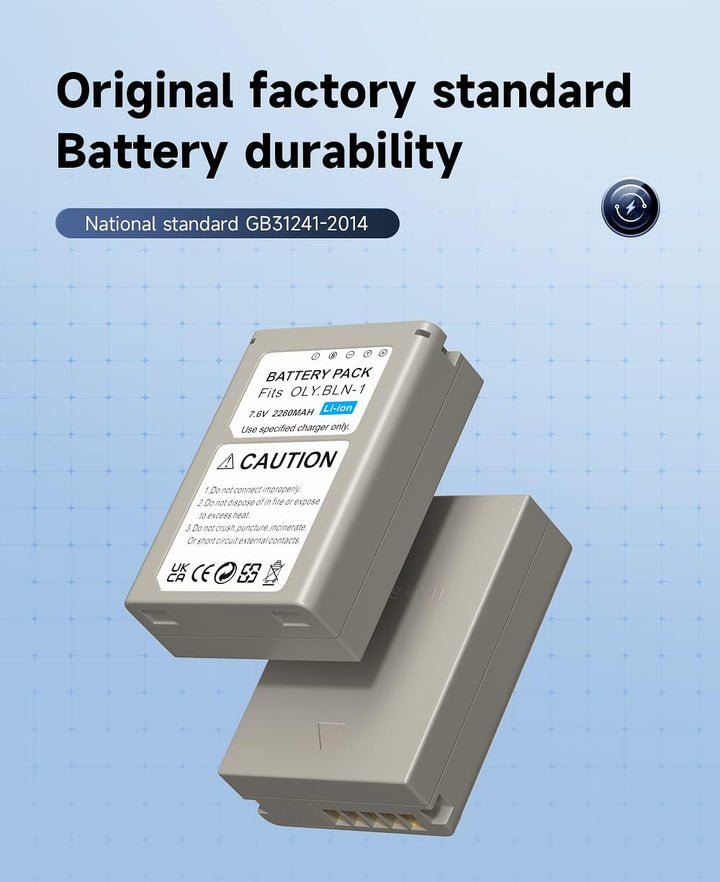 CITYORK Ersatz Akku BLN-1 (2er Pack) und Schnell Doppel LCD Akku Ladegerät für Olympus BLN-1 OM-D E-