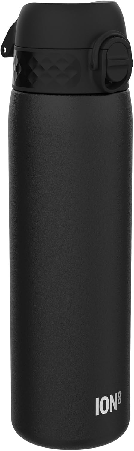 Ion8 Stahl-Trinkflasche, 600 ml, Auslaufsicher, Einhandöffnung, Sichere Verriegelung, Spülmaschinenf