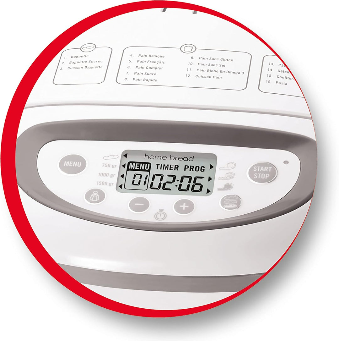 Moulinex OW6101 Home Bread Baguette Brotbackautomat | für bis zu 1,5 kg Brot | 16 Programme | hausge