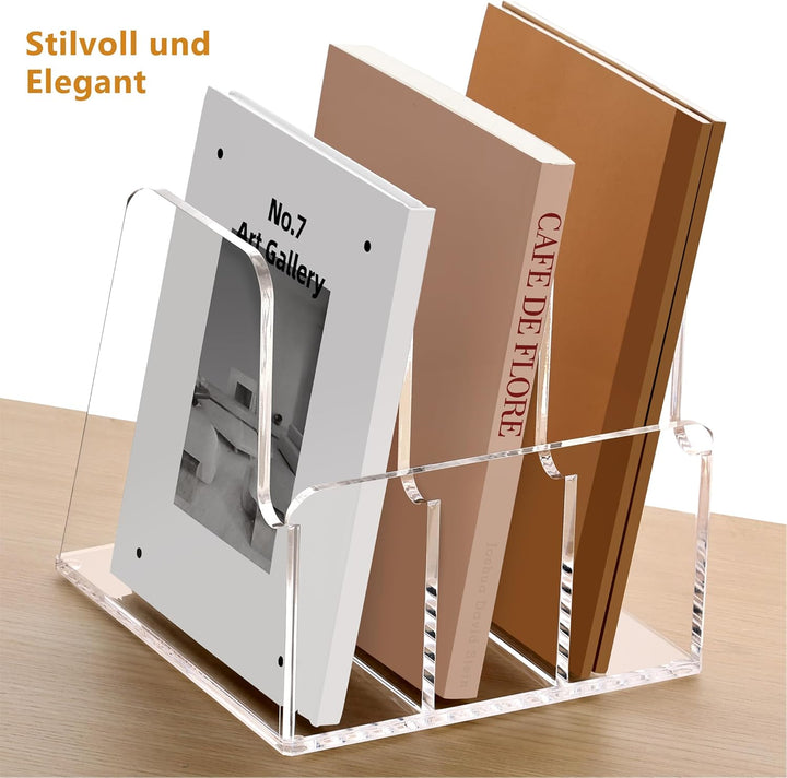 SANRUI Acryl Stehsammler, Stabiler Aktenhalter, Schreibtisch Organizer, Buchstütze für Büro, Schule,