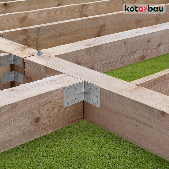 KOTARBAU® 25 Stk. Winkelverbinder 100x100x80 mm mit Rippe Sicke Lochwinkel Bauwinkel Holzverbinder B