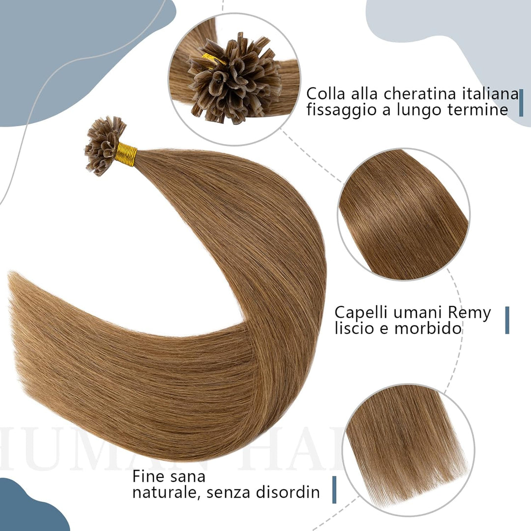 Silk-co Haarteile Echthaar Bonding Extensions Echthaar 1g Keratin U-Tip Haarverlängerung Glatt Hair