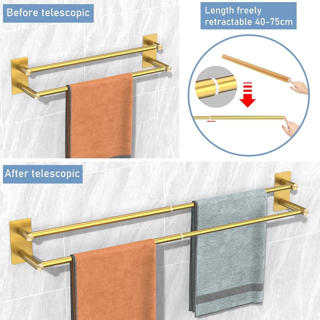 Handtuchhalter Ohne Bohren, SUS304 Edelstahl Handtuchhalter, Ausziehbar Doppel 40-75cm Bad Handtuchs