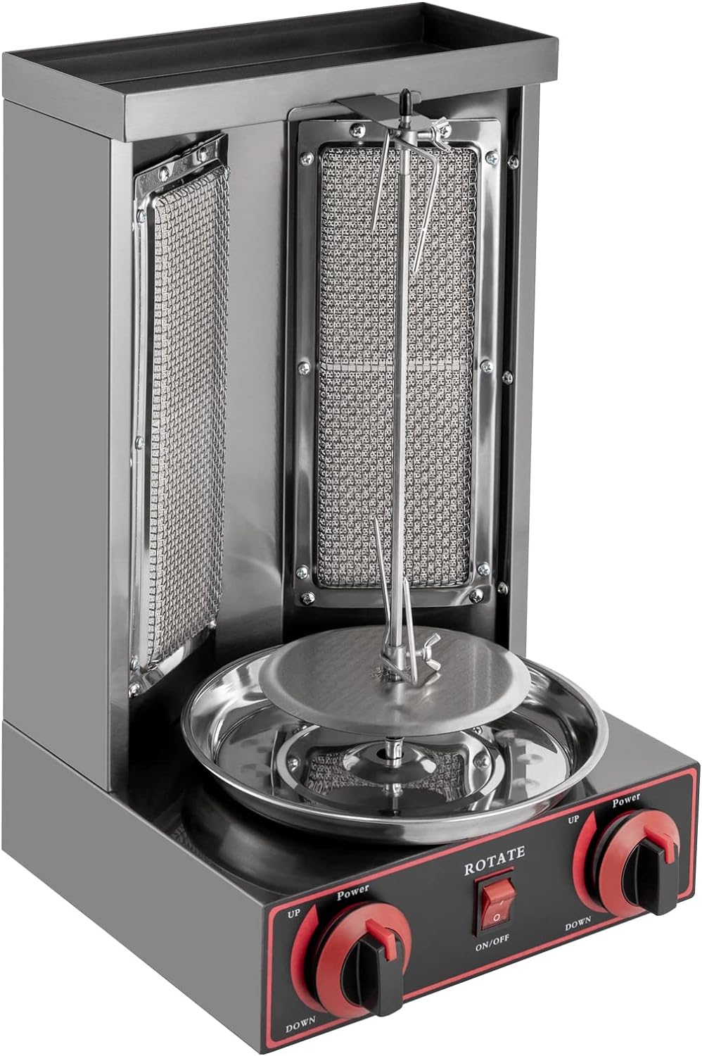 Dönergrill, 3000W Gas-Vertikal Drehspiess Grill, Gyros Grill mit 2 Brennern, Dönergrill für Zuhause,