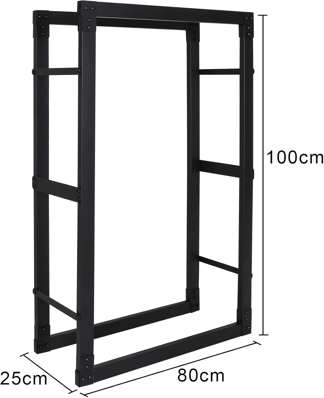 Lospitch Kaminholzregal Feuerholzregal Kaminholzhalter In 8 Grössen Aus Schwarzem Metall Anti-Rost K