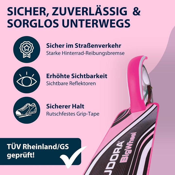 HUDORA BigWheel 205 Scooter - Stabiler Aluminium-Roller - Höhenjustierbarer & zusammenklappbarer Cit