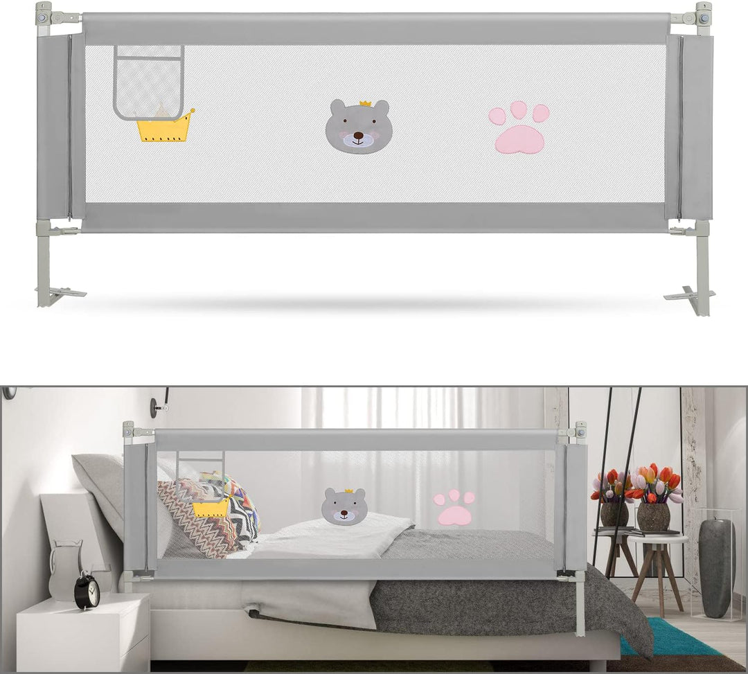 Tubiaz 200cm Bettgitter Rausfallschutz, Kinderbettgitter Höhenverstellbar 70-98cm, Bettschutzgitter