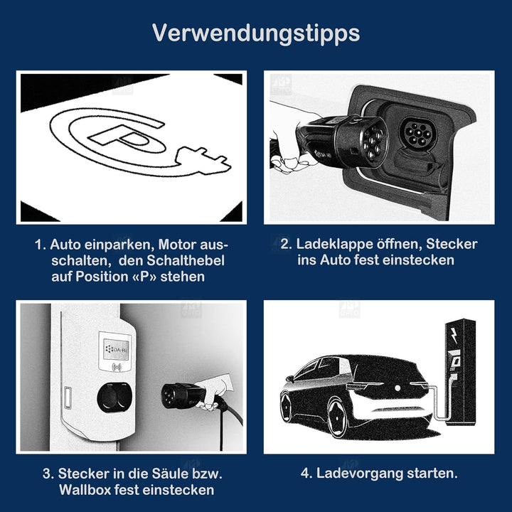 DA Hi EV Ladekabel Typ 2 für Elektroauto und PHEV 11KW 16A 3-phasig 7m, TüV Zertifiziert, chic-schwa