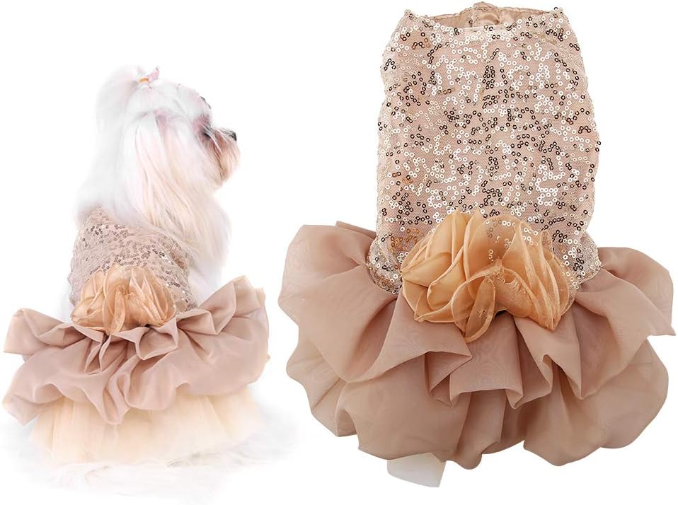 Hundekleid Haustier Kleine Hund Kleidung Pailletten Seidige Tutu Welpen Kostüm Hund Prinzessin Elega