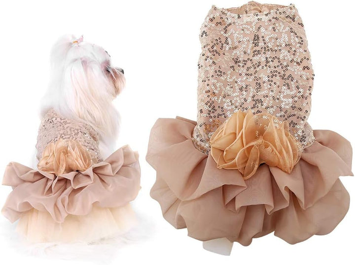 Hundekleid Haustier Kleine Hund Kleidung Pailletten Seidige Tutu Welpen Kostüm Hund Prinzessin Elega