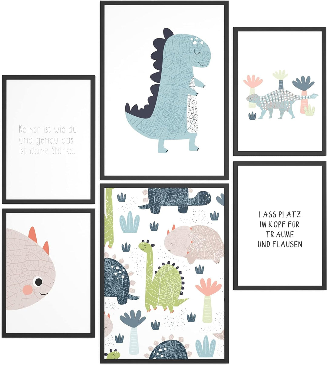 Papierschmiede® Bilder Kinderzimmer Kids Mood Poster Set Dino, Kinderzimmer Bilder Babyzimmer Deko,