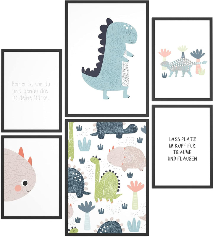 Papierschmiede® Bilder Kinderzimmer Kids Mood Poster Set Dino, Kinderzimmer Bilder Babyzimmer Deko,