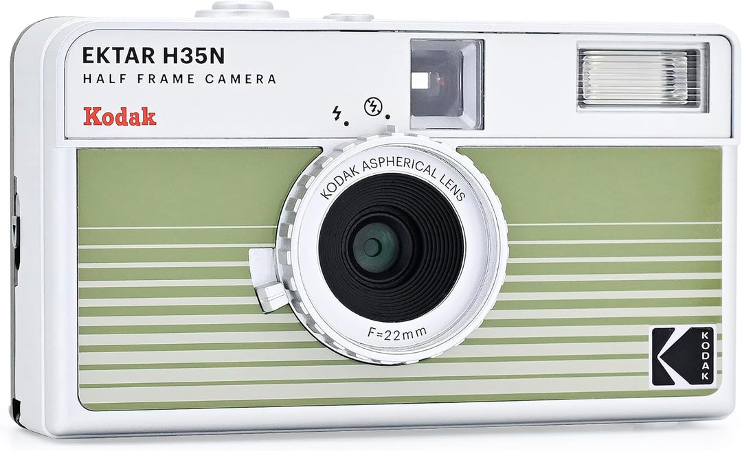 KODAK EKTAR H35N Halbformat-Filmkamera-Set mit Kodak Ultramax 24EXP-Rollfilm (Grün gestreift) grün g