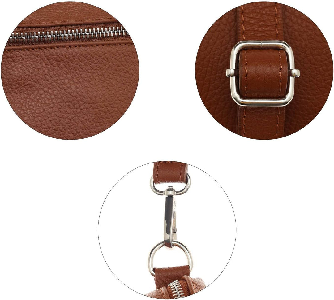 Zwillingsherz Bauchtasche mit Reissverschluss aus 100% Echtleder - Hochwertige Schultertasche zum Um