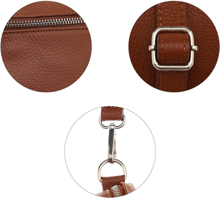 Zwillingsherz Bauchtasche mit Reissverschluss aus 100% Echtleder - Hochwertige Schultertasche zum Um