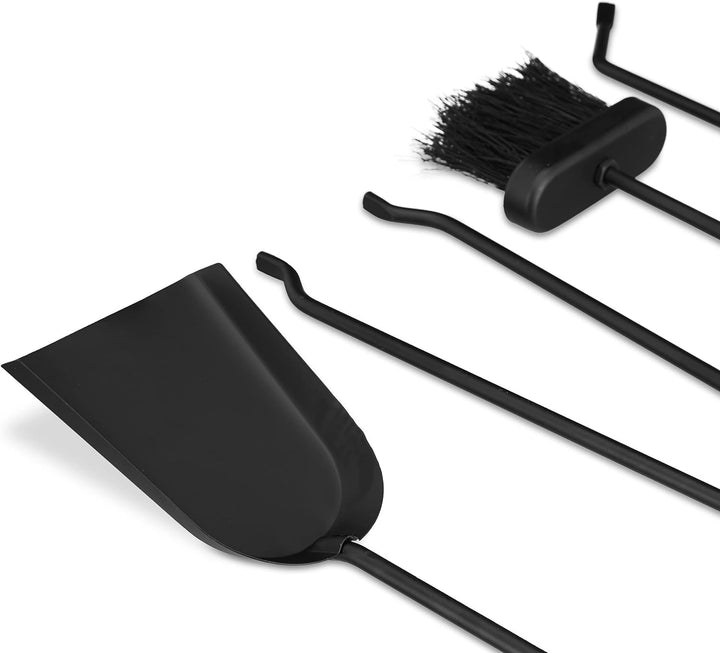Relaxdays Kaminbesteck 5-teilig, Kamingarnitur zum Aufhängen, mit Schaufel, Besen, Schürhaken, Zange