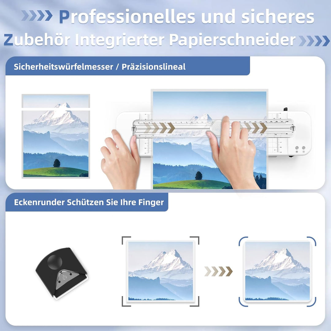Crenova A3 Laminiergerät, Laminiergerät mit 30 Laminierfolien für A3/A4/A5/A6, Laminiermaschine mit