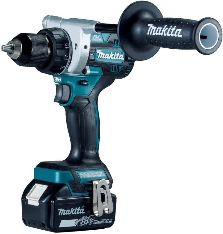 Makita DDF486RTJ Akku-Bohrschrauber 18V / 5,0 Ah, 2 Akkus + Ladegerät im MAKPAC, Petrol mit 2 Akkus