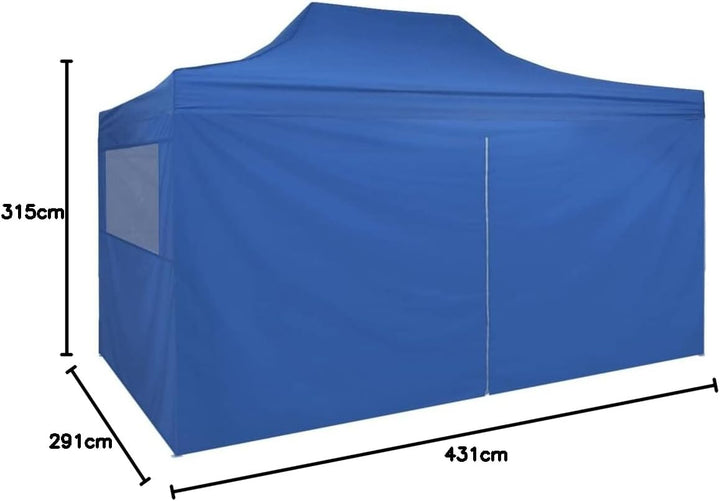 vidaXL Faltzelt mit 4 Seitenteilen 3x4,5m Blau Gartenzelt Partyzelt Festzelt, Blau