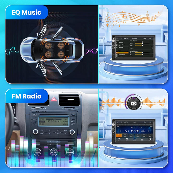 Hodozzy Wireless Carplay Android Auto 2 Din Autoradio, 7 Zoll HD Touchcreen Multimedia Player mit Bl