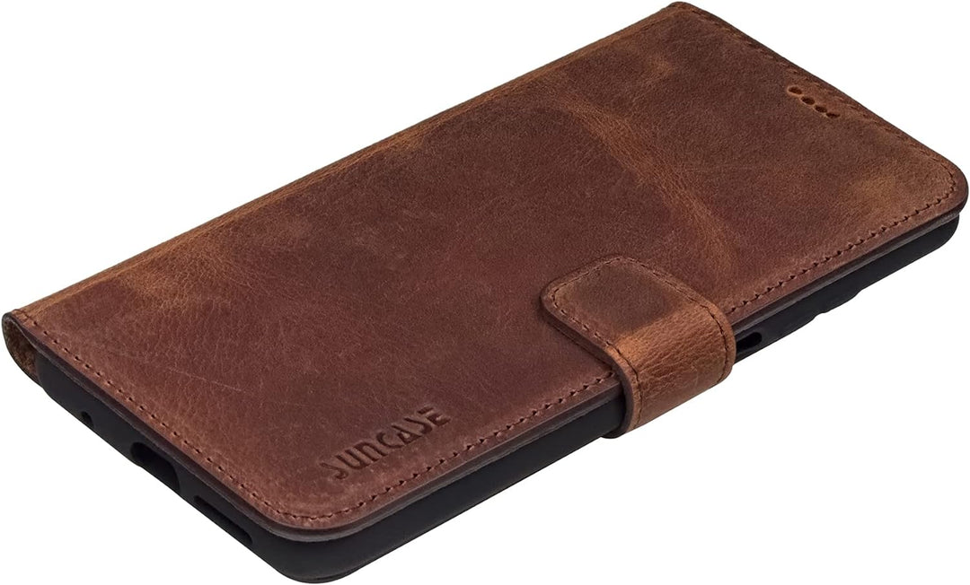 Suncase Book-Style Hülle kompatibel mit Xiaomi Poco M3 Leder Tasche (Slim-Fit) Lederhülle Handytasch