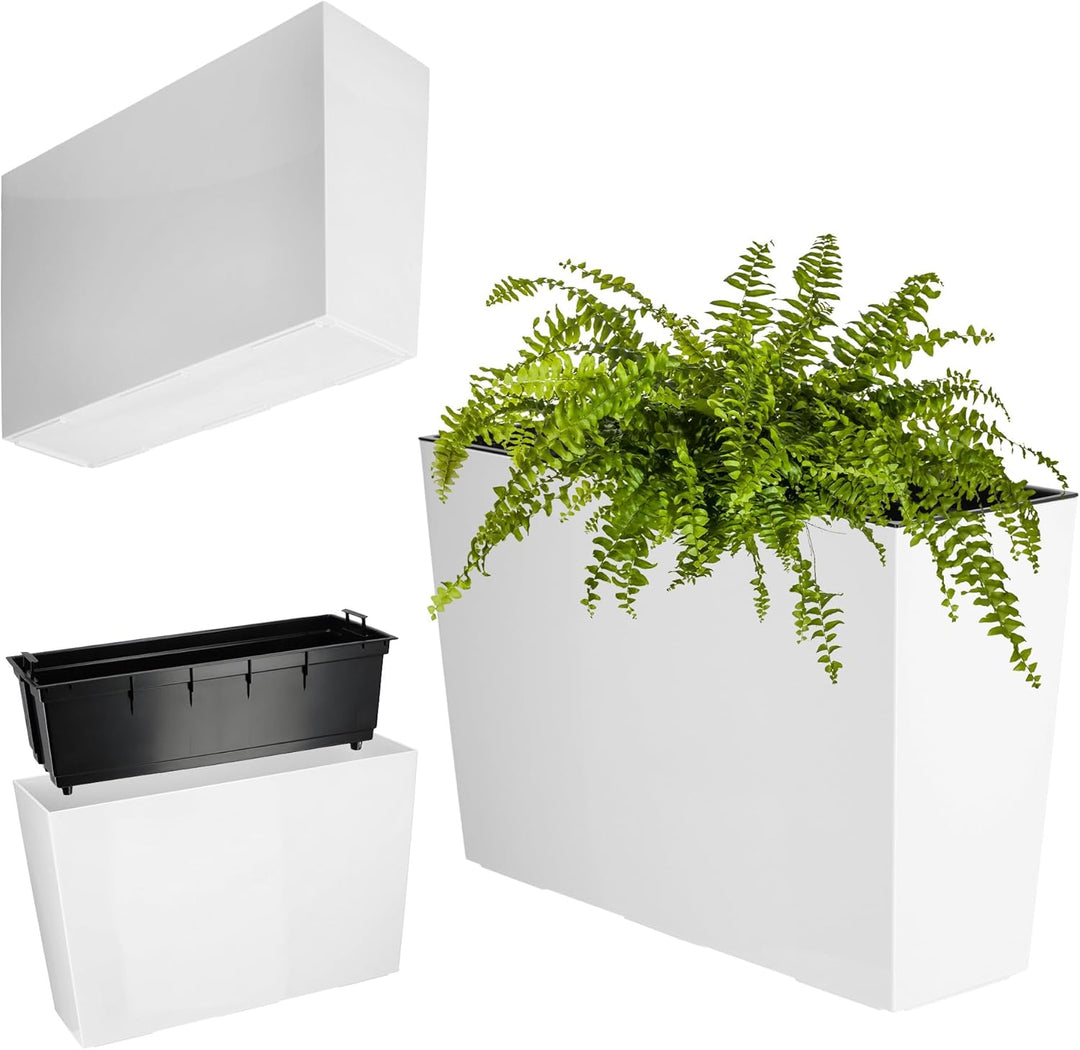KADAX Blumenkasten aus Kunststoff, 18,5x55,7cm, 5 Farben, Blumentopf mit Bewässerungsbändern, Balkon
