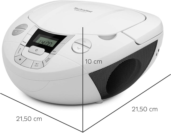 TechniSat Viola CD-1 - tragbarer Stereo CD-Player, Boombox mit praktischem Tragegriff (Radio für Kin