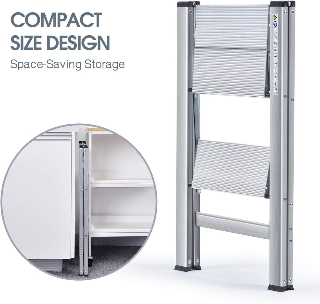 Kingrack Stufenleiter,Klapptritt,Aluminium Tritthocker,rutschfeste Stehleiter,klein und kompakt,Bela