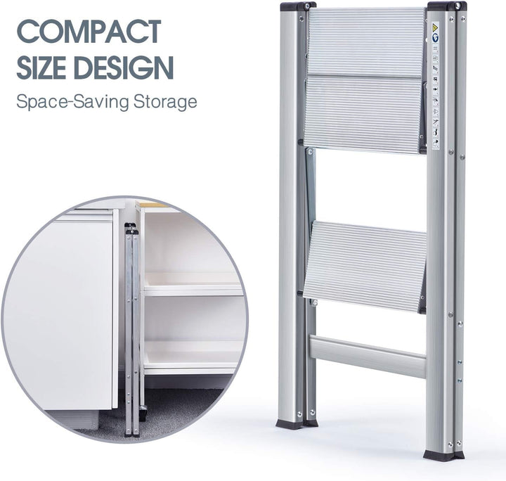 Kingrack Stufenleiter,Klapptritt,Aluminium Tritthocker,rutschfeste Stehleiter,klein und kompakt,Bela