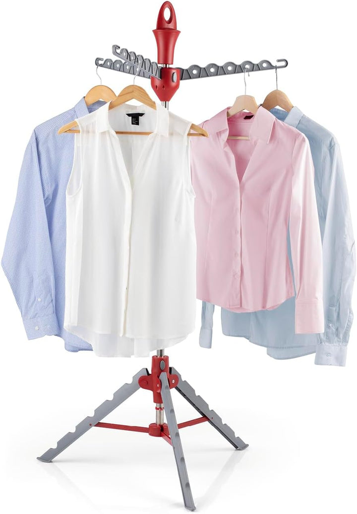 EASYmaxx Wäscheständer Vario für Hemden | Zusammenklappbare Wäschespinne für Bügel | Höhenverstellba