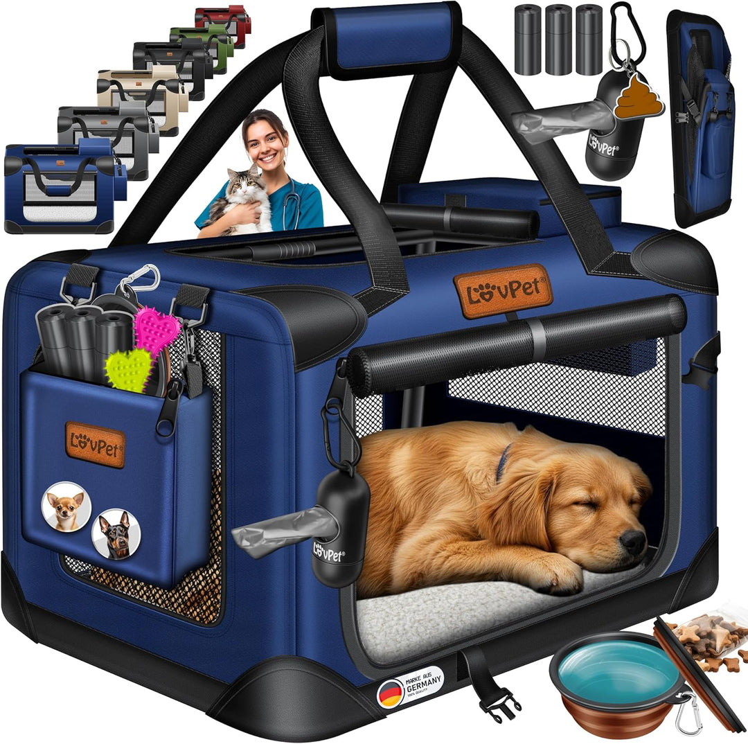 Lovpetยฎ Transportbox Hund Katze Transporttasche S 49,5x34,5x35cm | Hunde-Tragetasche Faltbare Katzen
