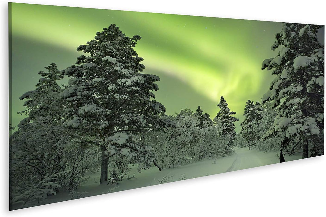 islandburner Bild auf Leinwand Aurora Borealis Pfad Winterlandschaft Finnisch Lappland Bilder Wandbi