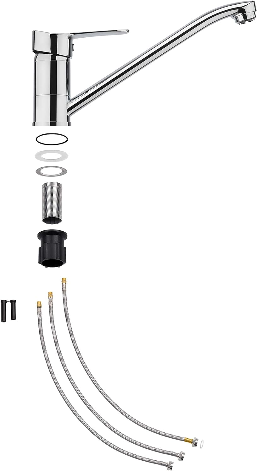 Cornat Spültisch-Einhebelarmatur "Veduta" - Hochwertiger Messingkörper - verchromt - 360° schwenkbar