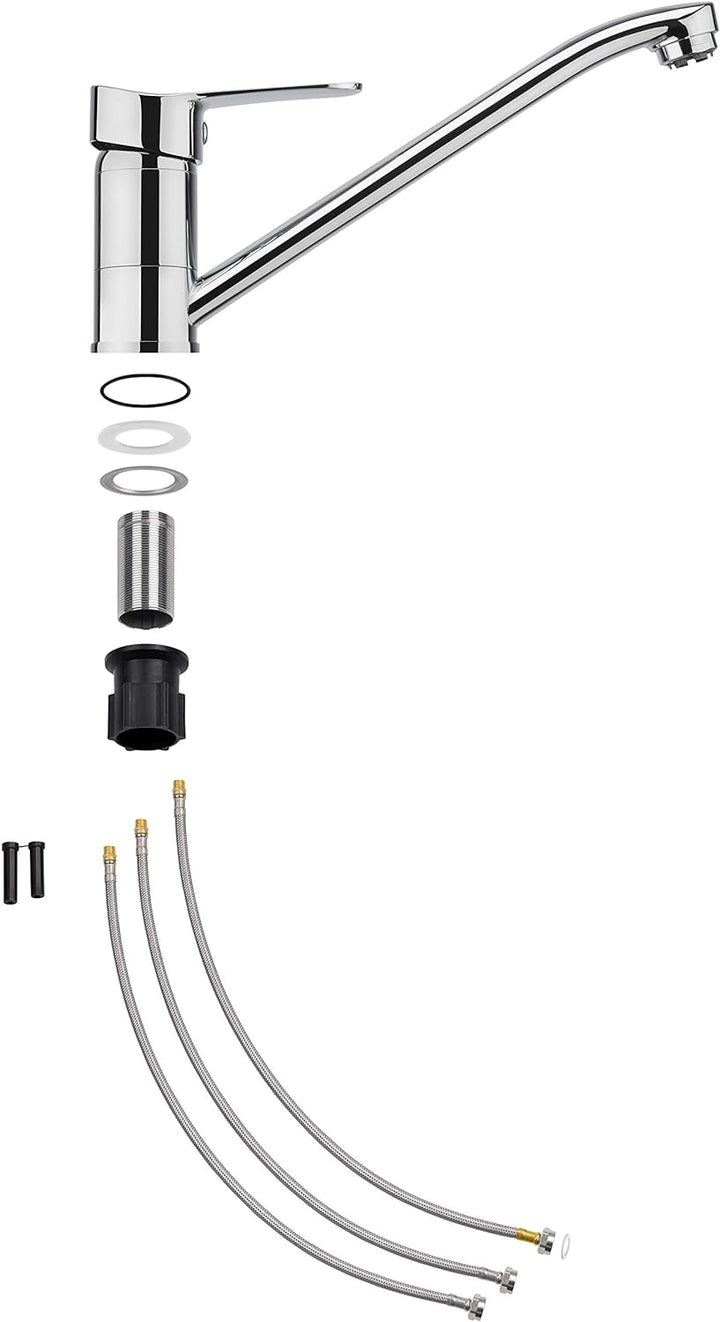 Cornat Spültisch-Einhebelarmatur "Veduta" - Hochwertiger Messingkörper - verchromt - 360° schwenkbar