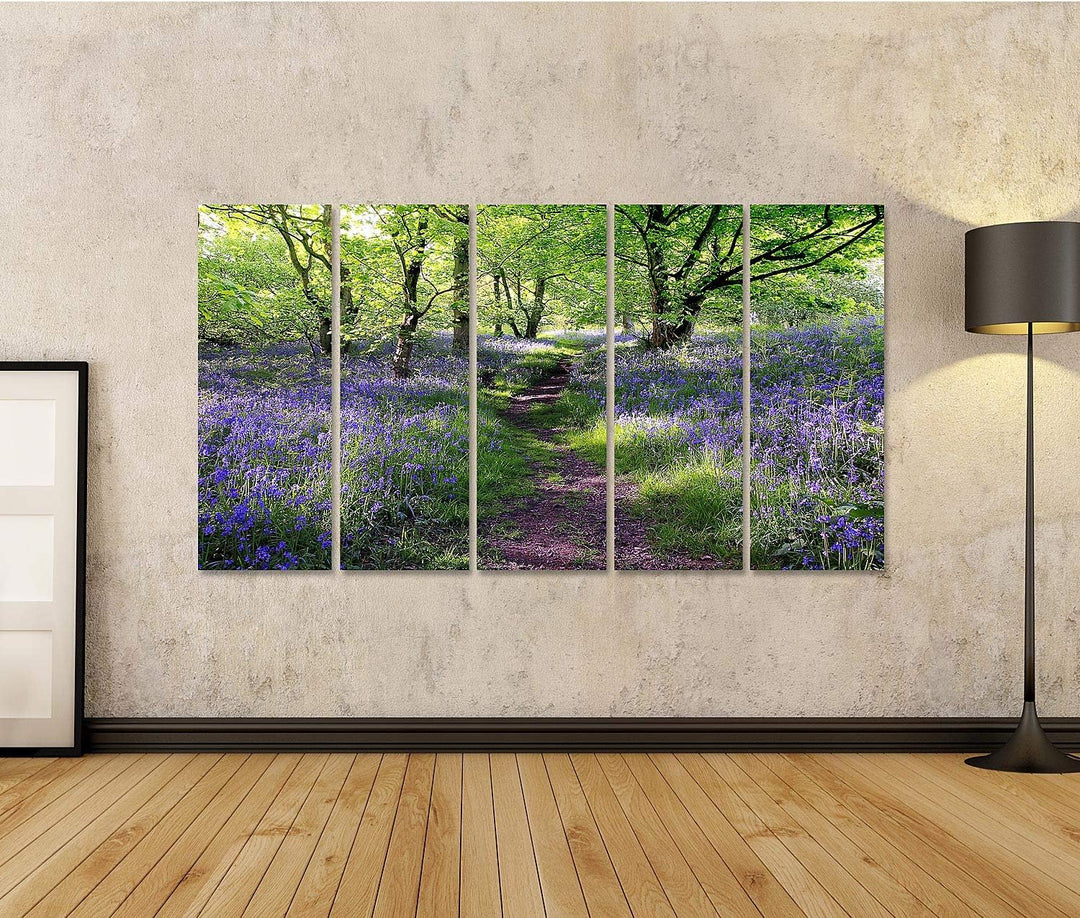 islandburner Bild auf Leinwand Blaue Glocken Wald In Schottland Bilder Wandbilder Poster, Leinwand 1